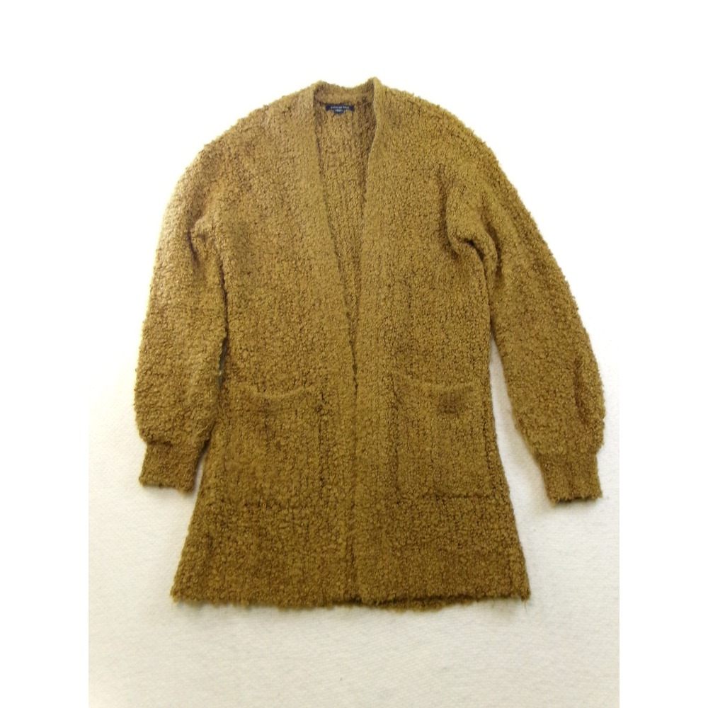 American Eagle Mustard Yellow Wool Blend Boucle Popcorn‎ Knit Cardigan Sweater S